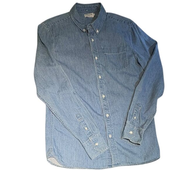 FRAME Long Sleeve Button Down Denim Shirt Blue Size Medium